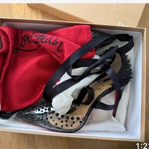 NEW!!! Christian Louboutin Black and Clear Studded Heels